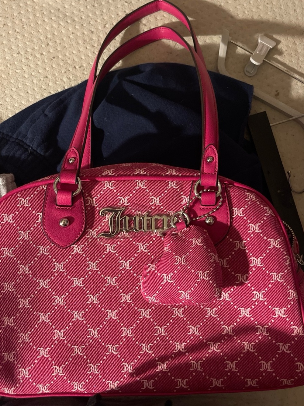 Juicy Couture Hot Pink JC Monogram Dome Shoulder Bag
